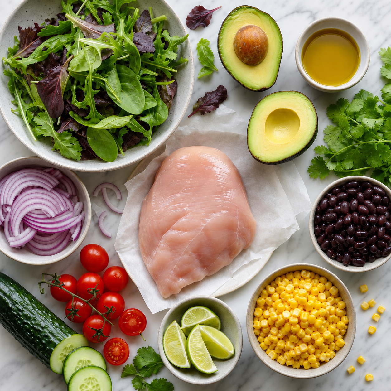 Grilled Chicken Avocado Bowl preparation