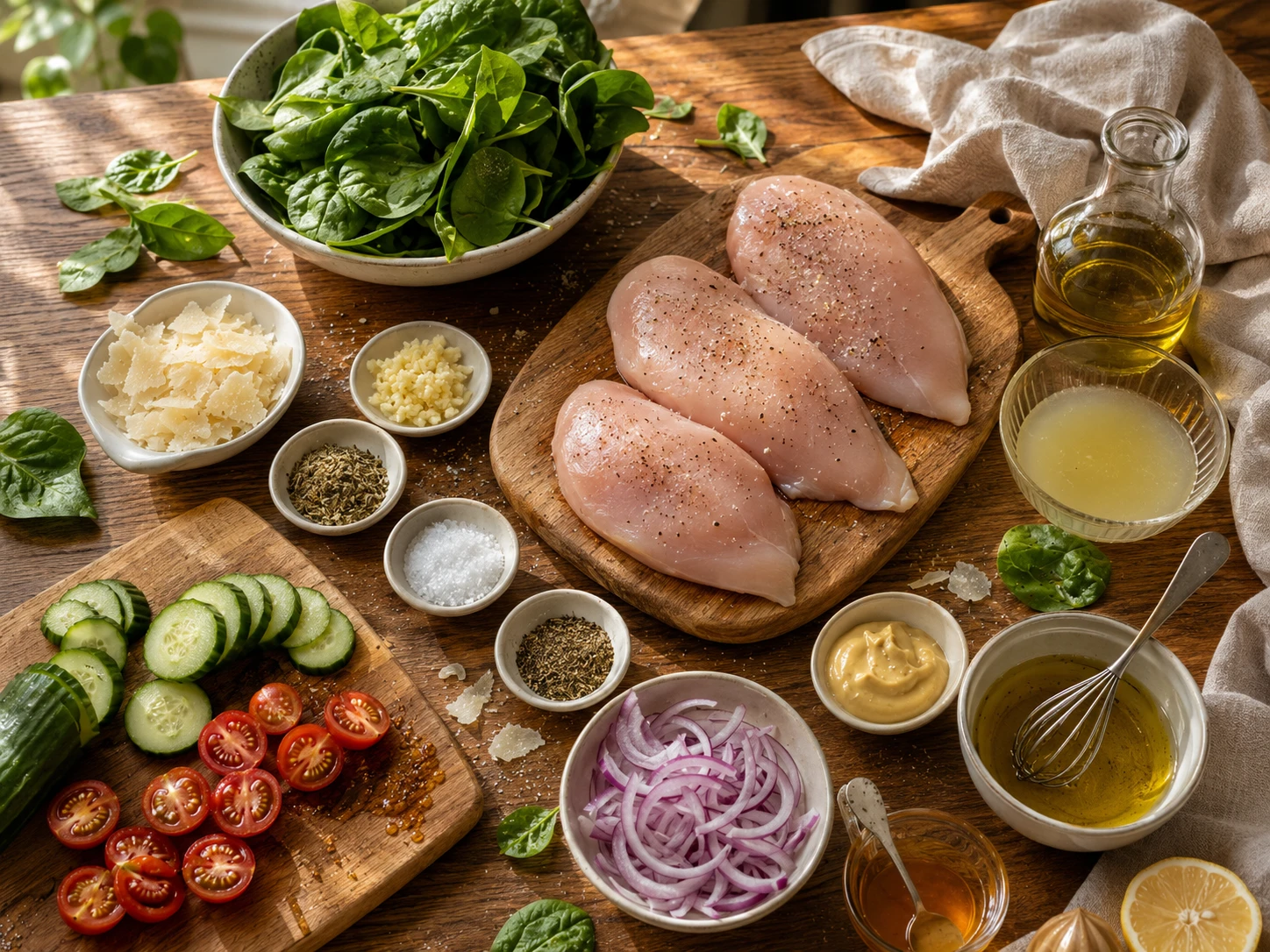 Grilled Lemon Herb Chicken Spinach Salad extra view