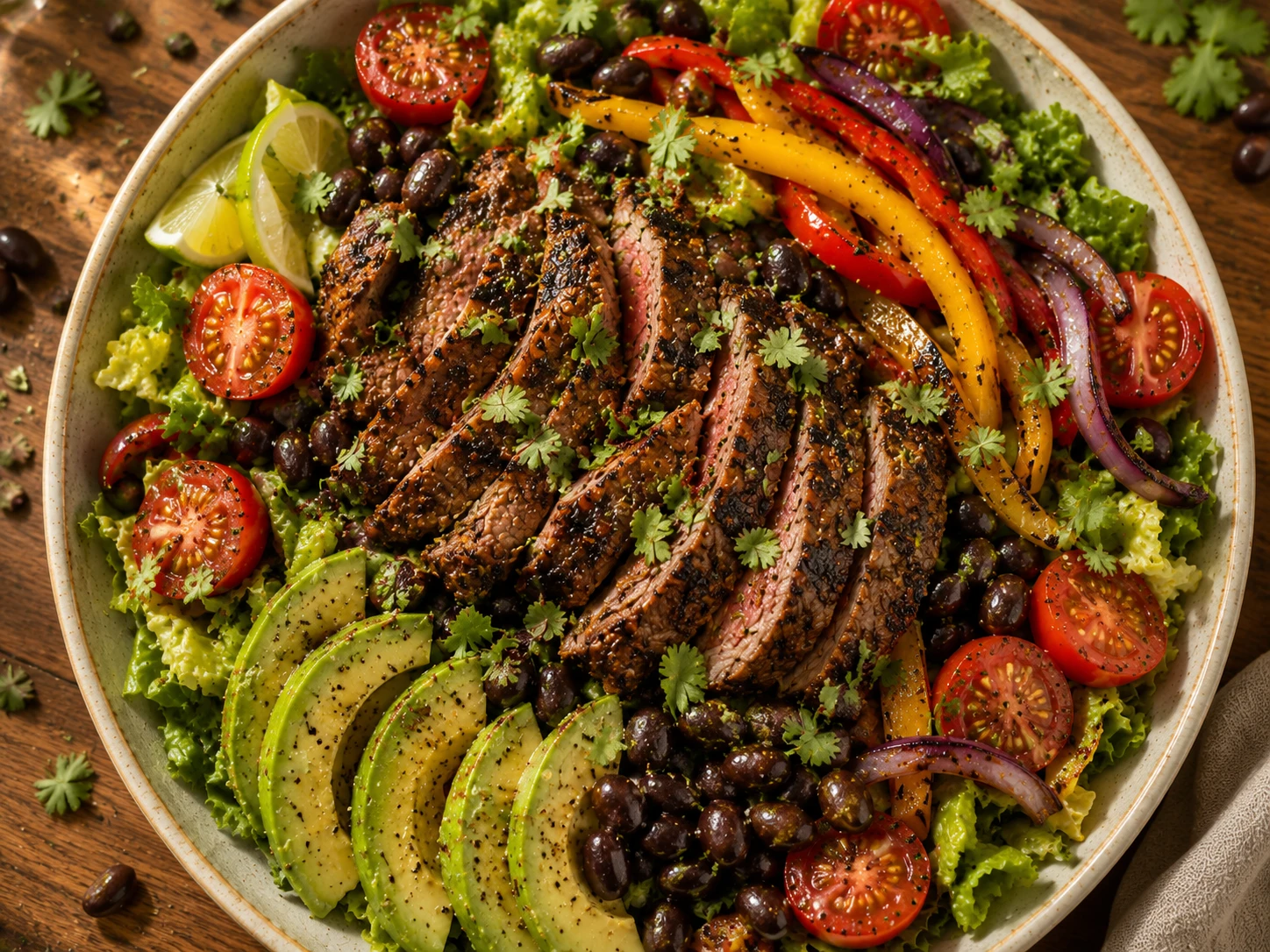Grilled Steak Fajita Salad aerial view