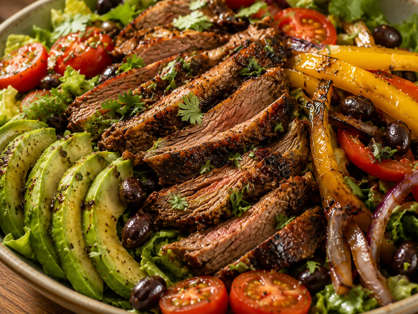 Grilled Steak Fajita Salad close up