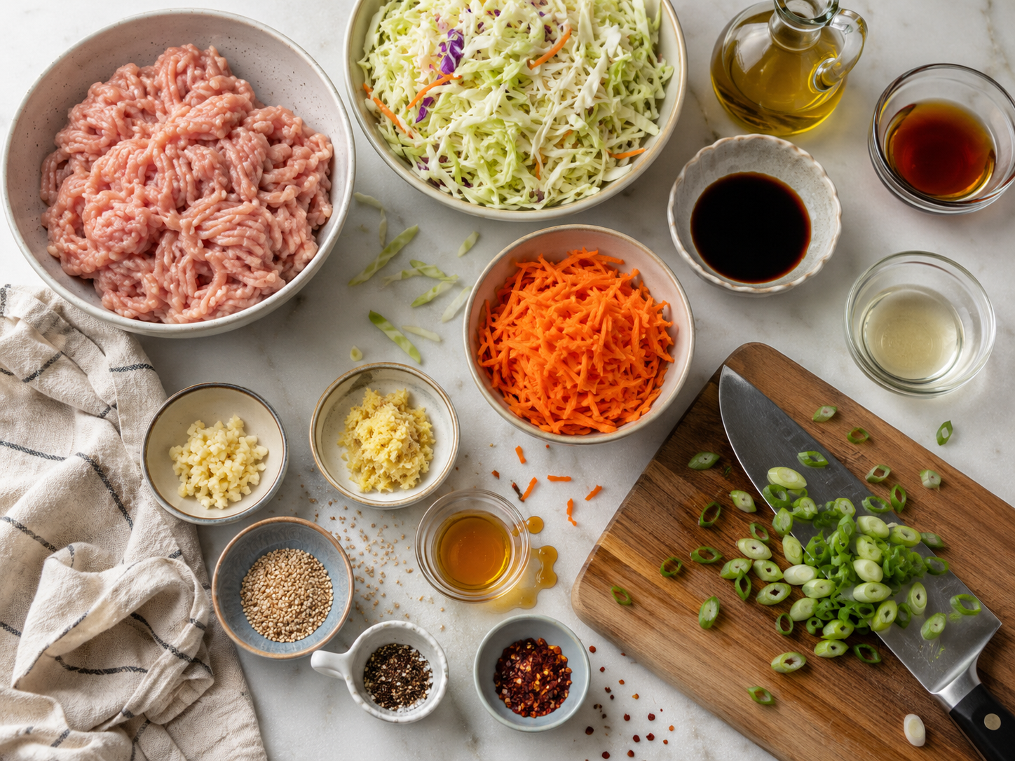 Ground Turkey Egg Roll Bowl preparation