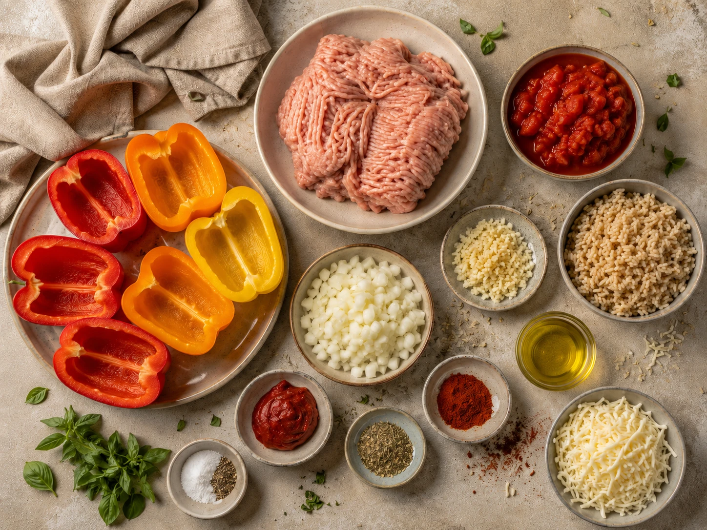 Ground Turkey Stuffed Peppers preparation