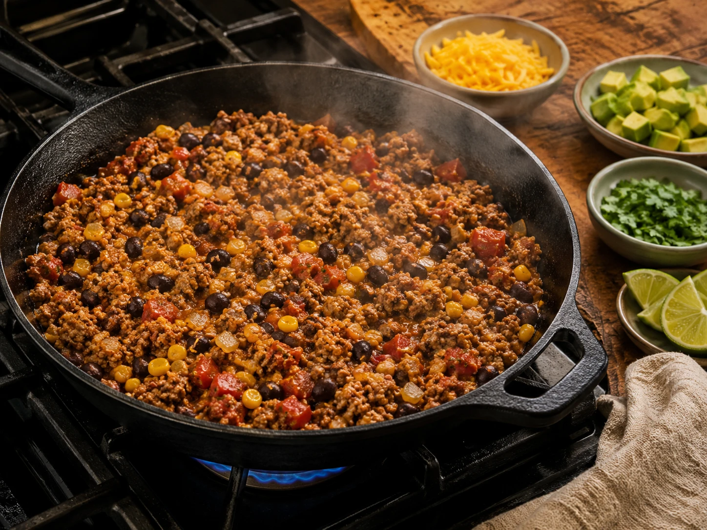 Ground Turkey Taco Skillet preparation