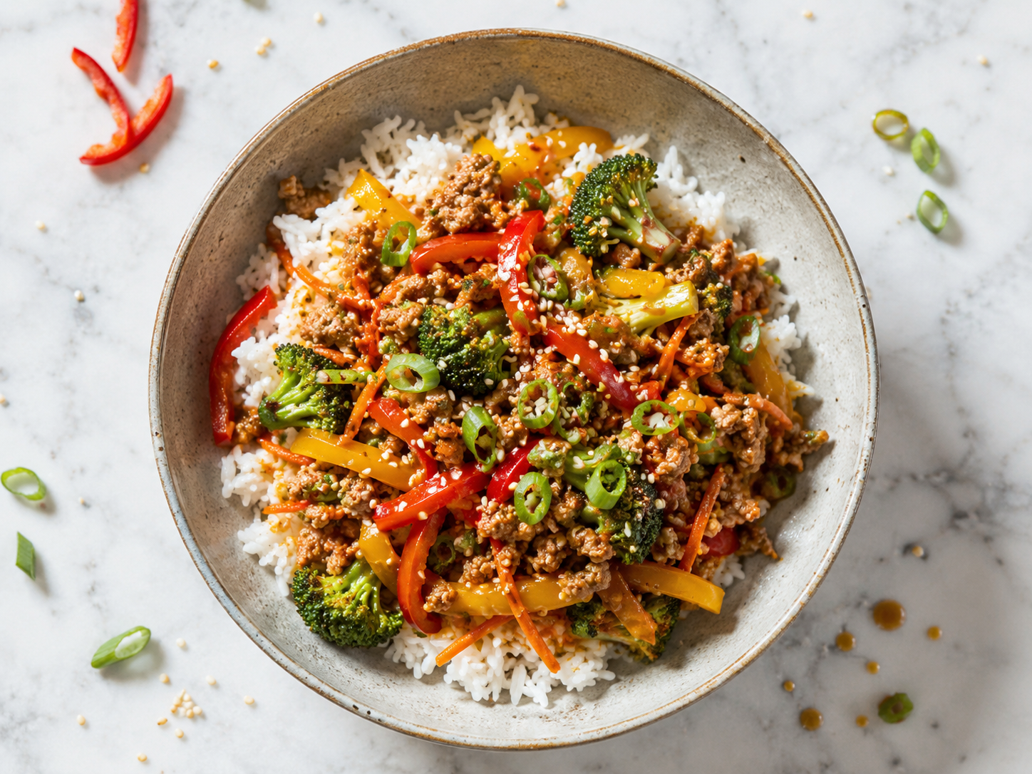 Ground Turkey Veggie Stir Fry Bowls