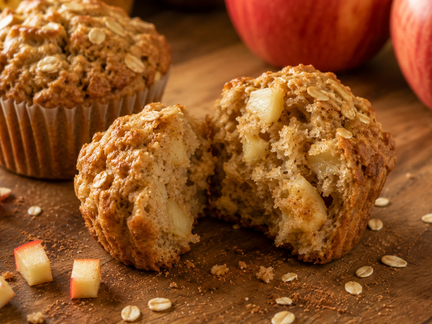 Healthy Apple Oat Muffins close up