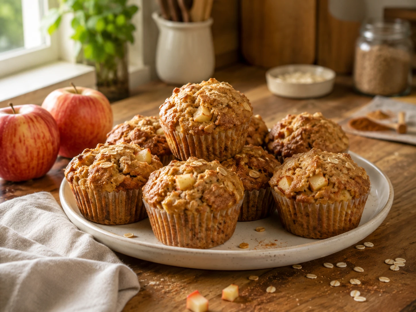 Healthy Apple Oat Muffins
