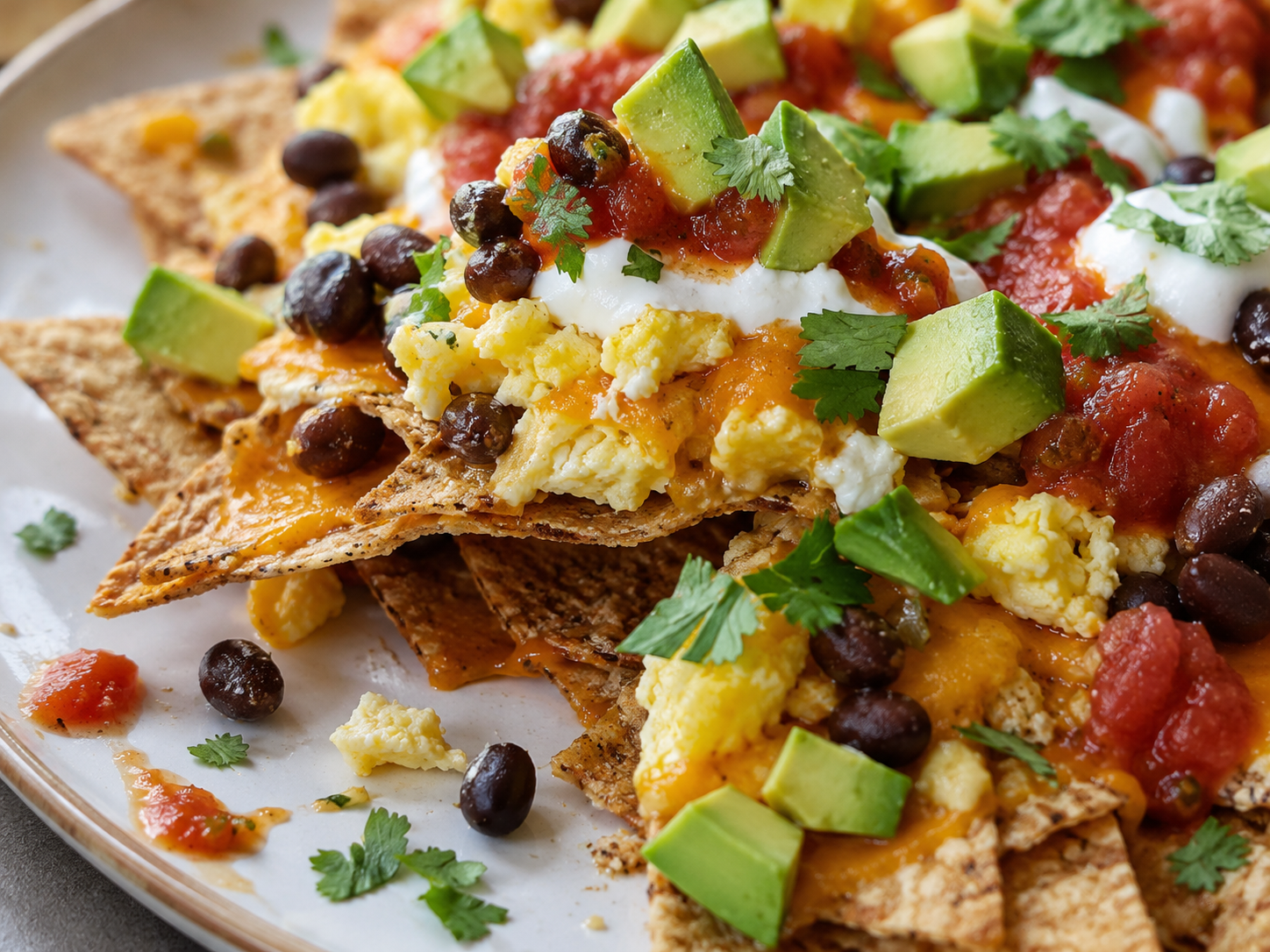 Healthy Breakfast Nachos close up