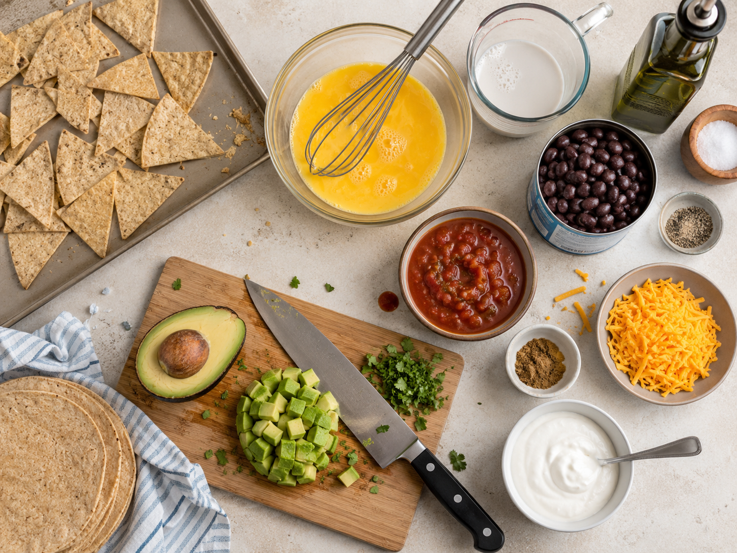 Healthy Breakfast Nachos preparation