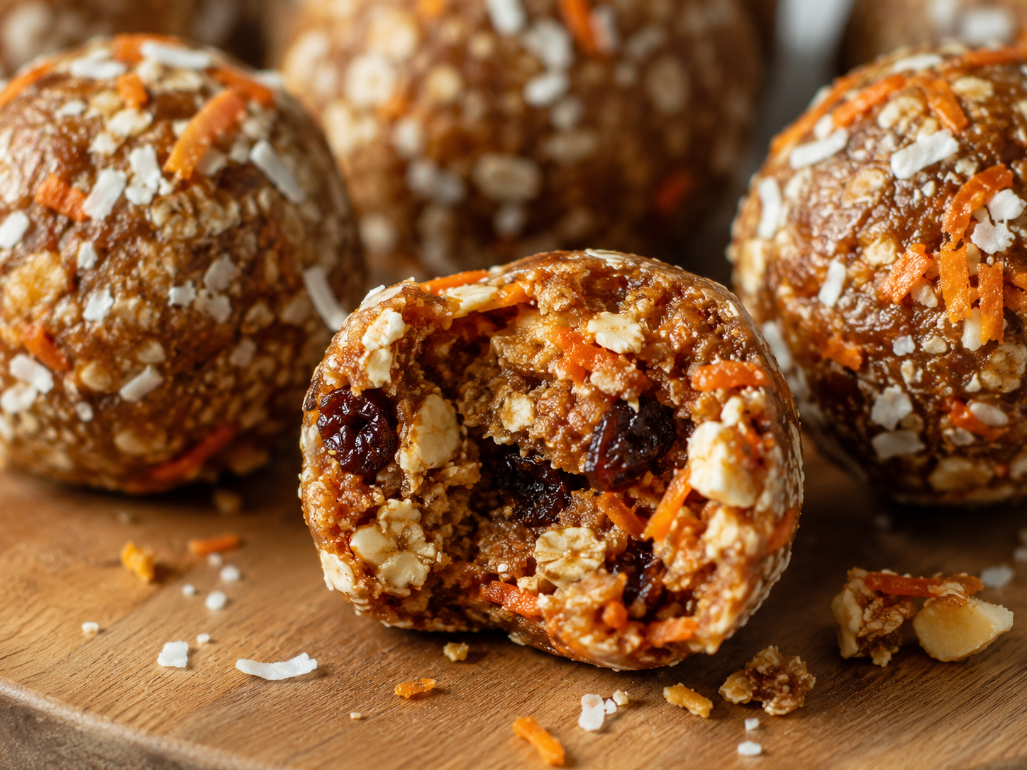 Healthy Carrot Cake Energy Bites close up