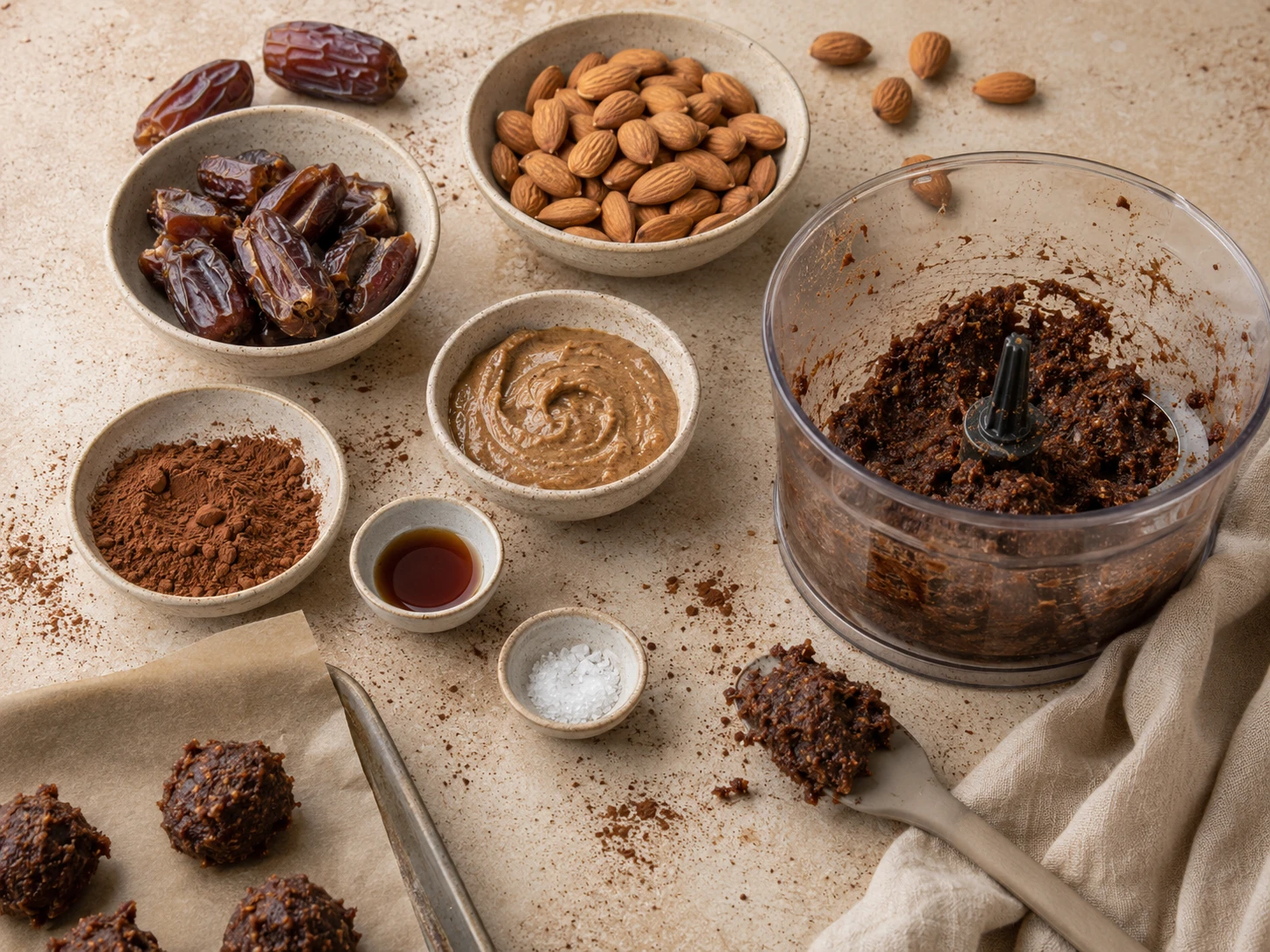 Healthy Chocolate Almond Truffles preparation