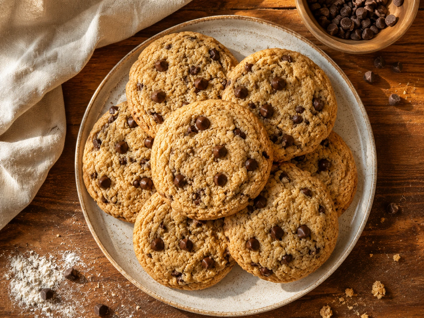 Healthy Chocolate Chip Cookies aerial view