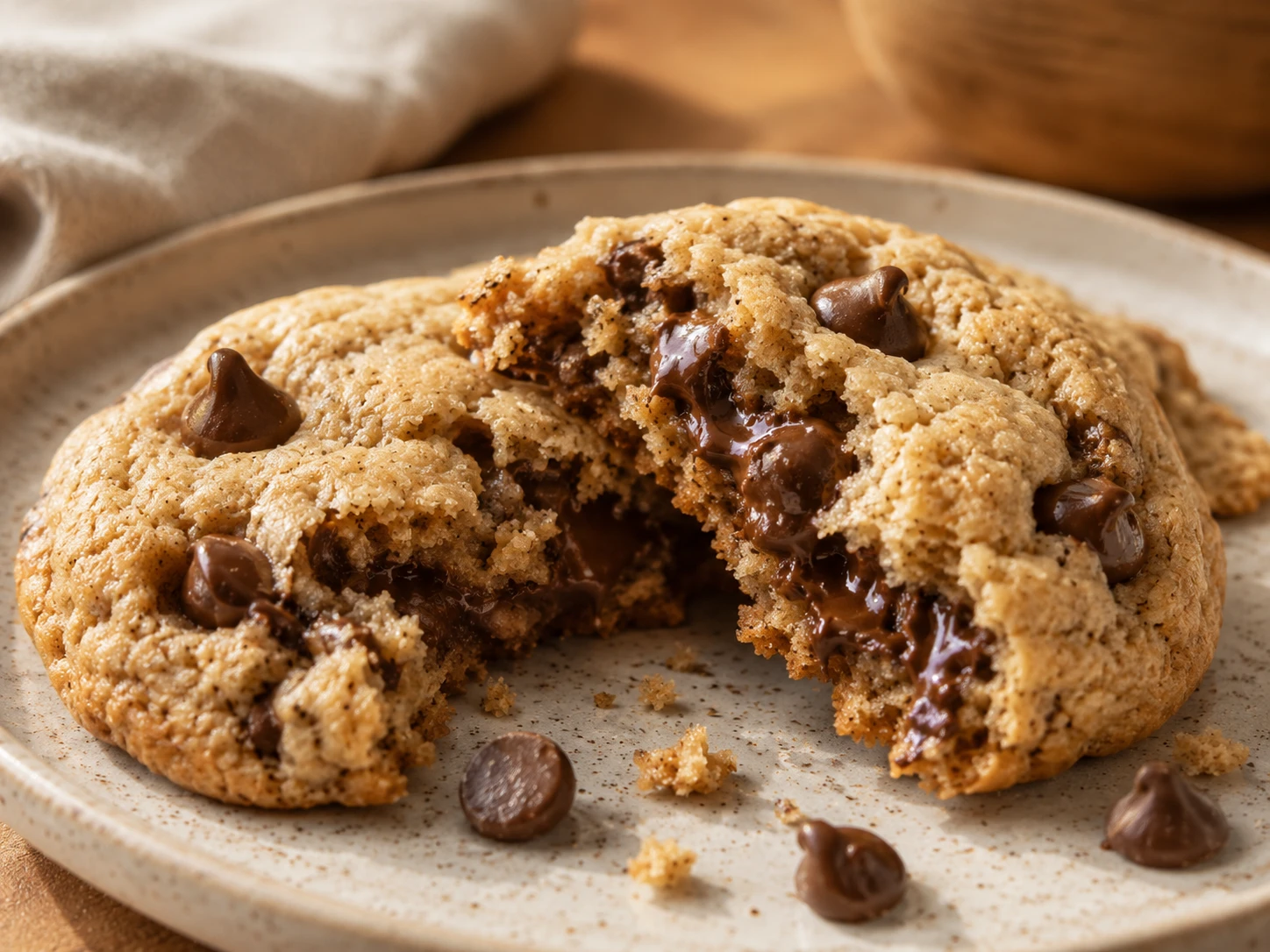 Healthy Chocolate Chip Cookies close up