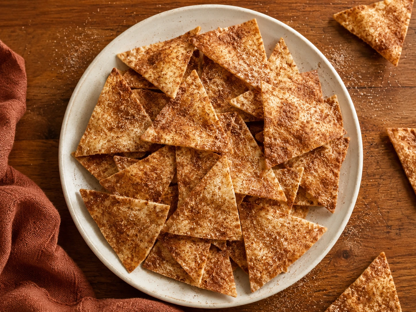 Healthy Cinnamon Sugar Tortilla Crisps