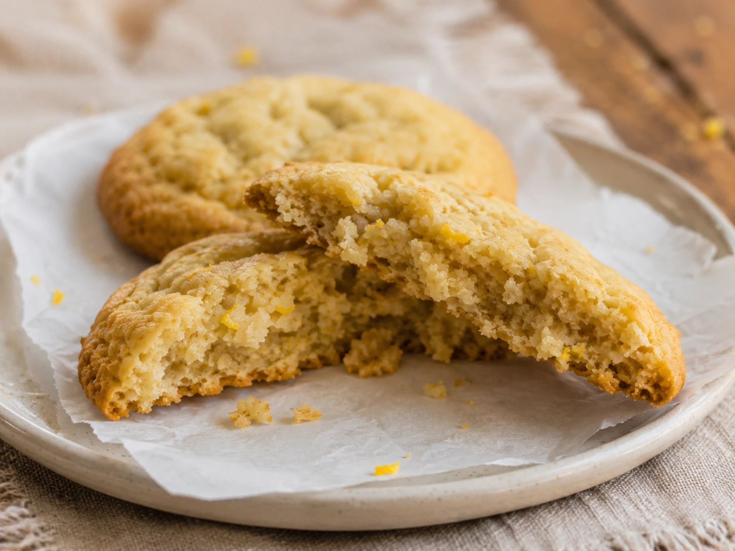 Healthy Lemon Protein Cookies close up