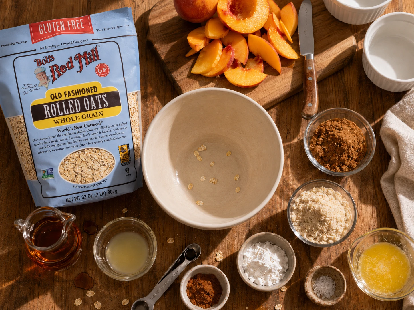 Healthy Peach Crisp Cups preparation