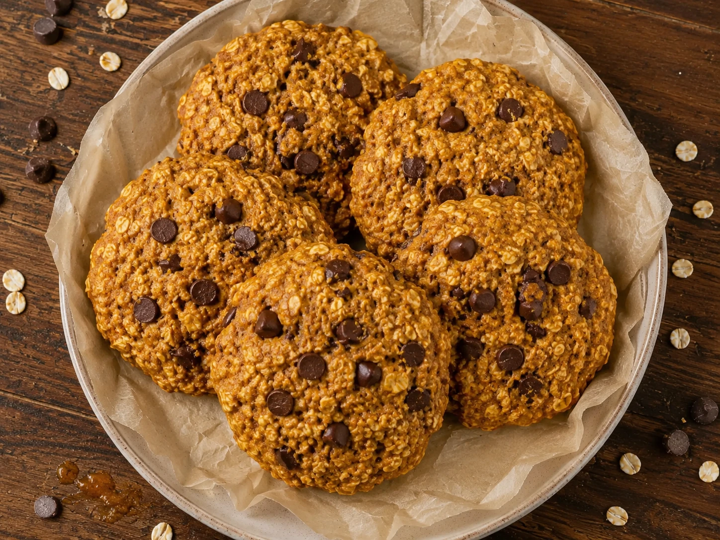Healthy Pumpkin Oat Cookies aerial view
