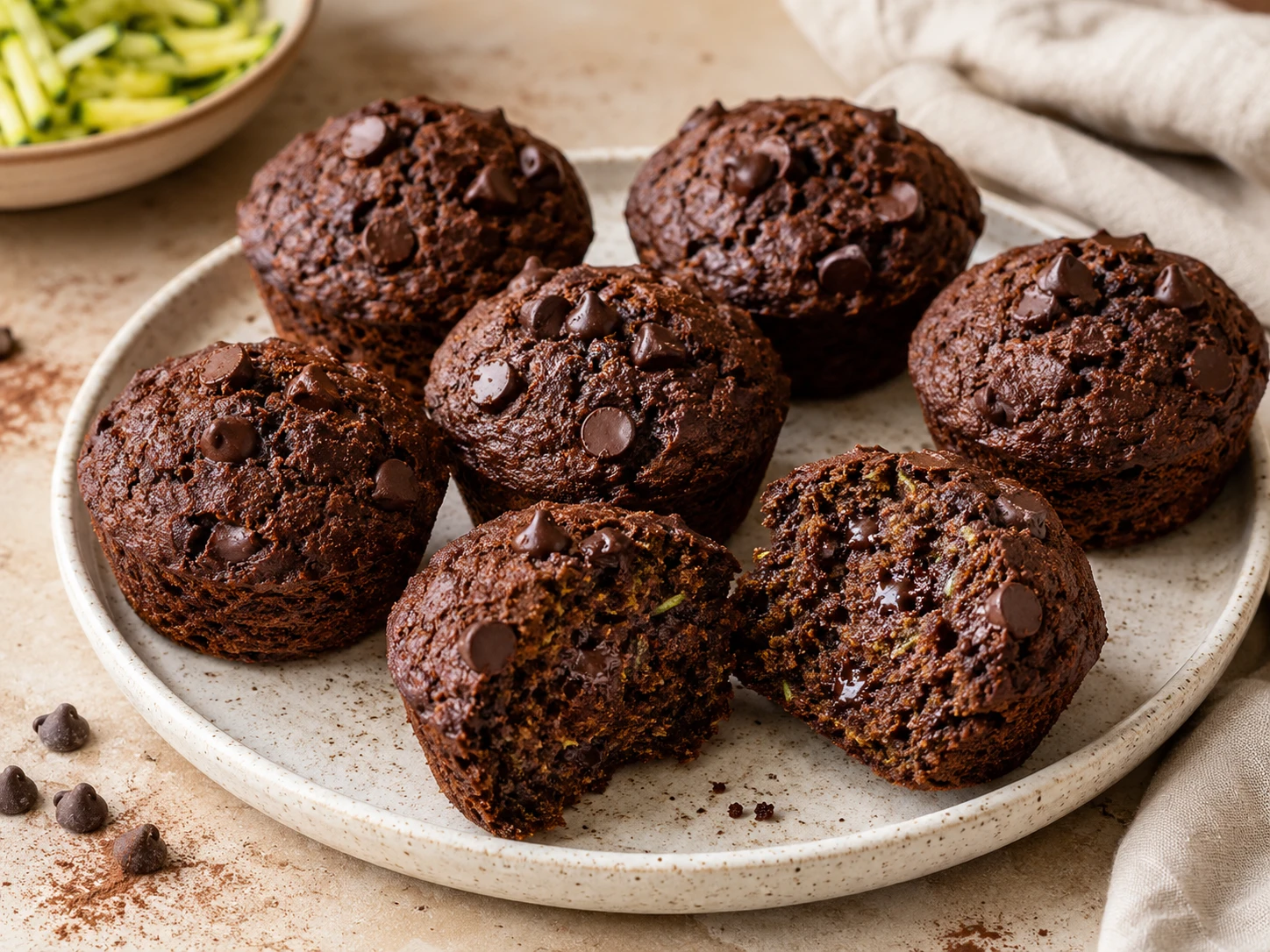 Healthy Zucchini Chocolate Muffins