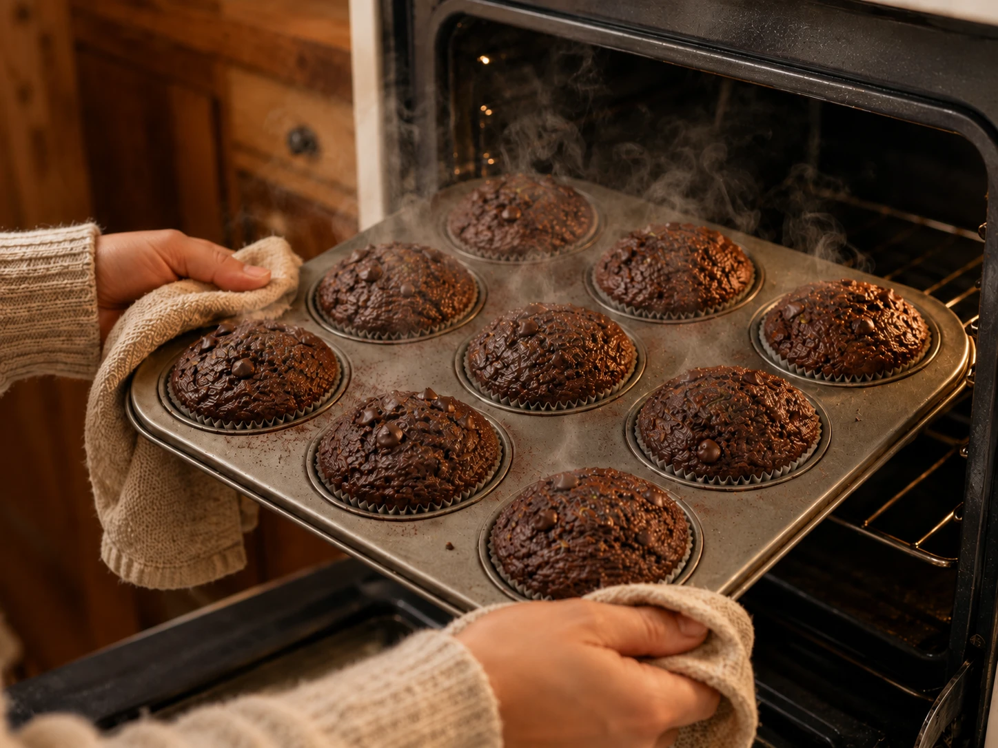 Healthy Zucchini Chocolate Muffins preparation