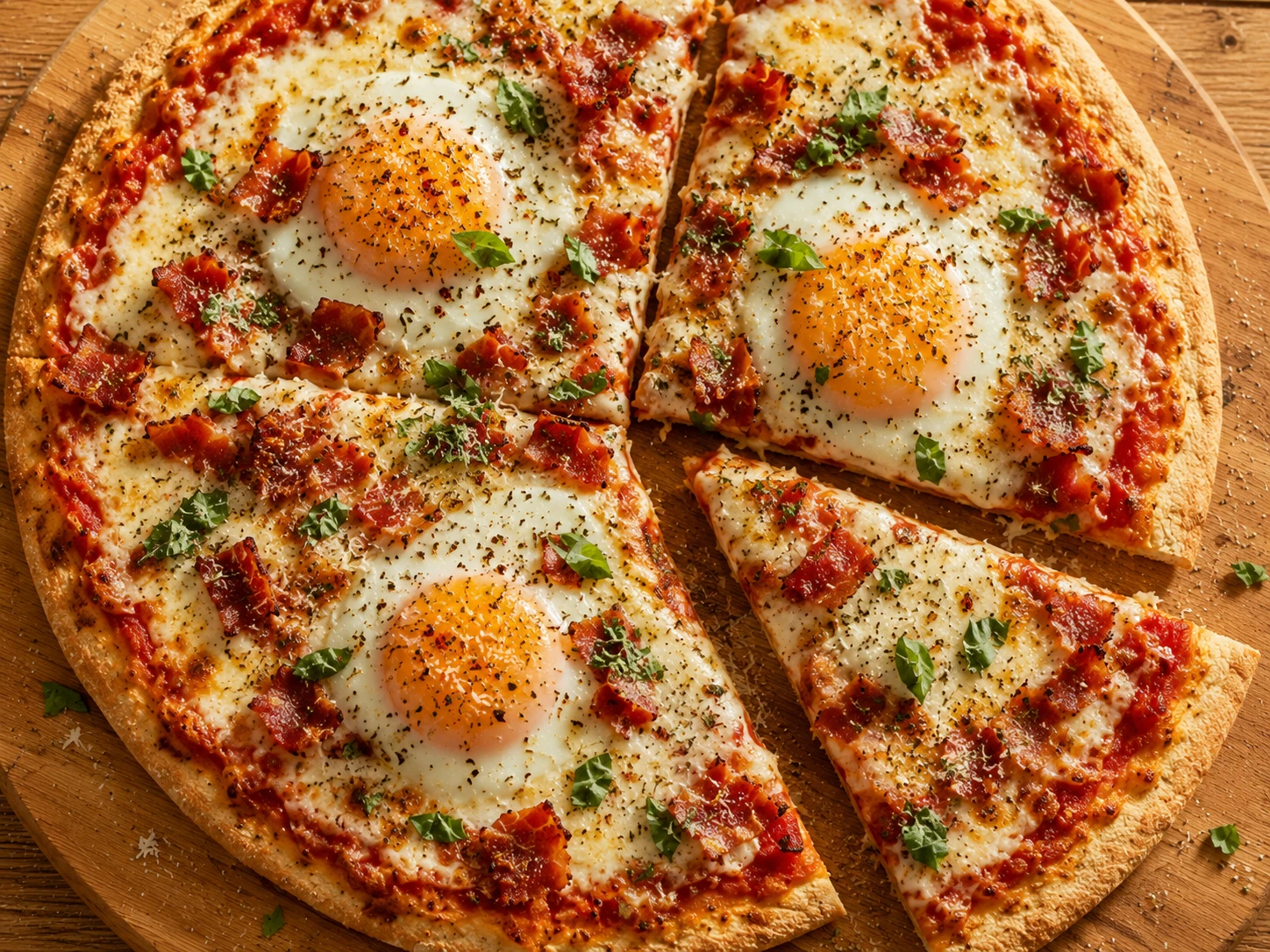 High Protein Breakfast Pizza aerial view