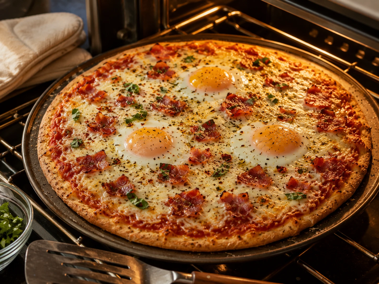 High Protein Breakfast Pizza preparation