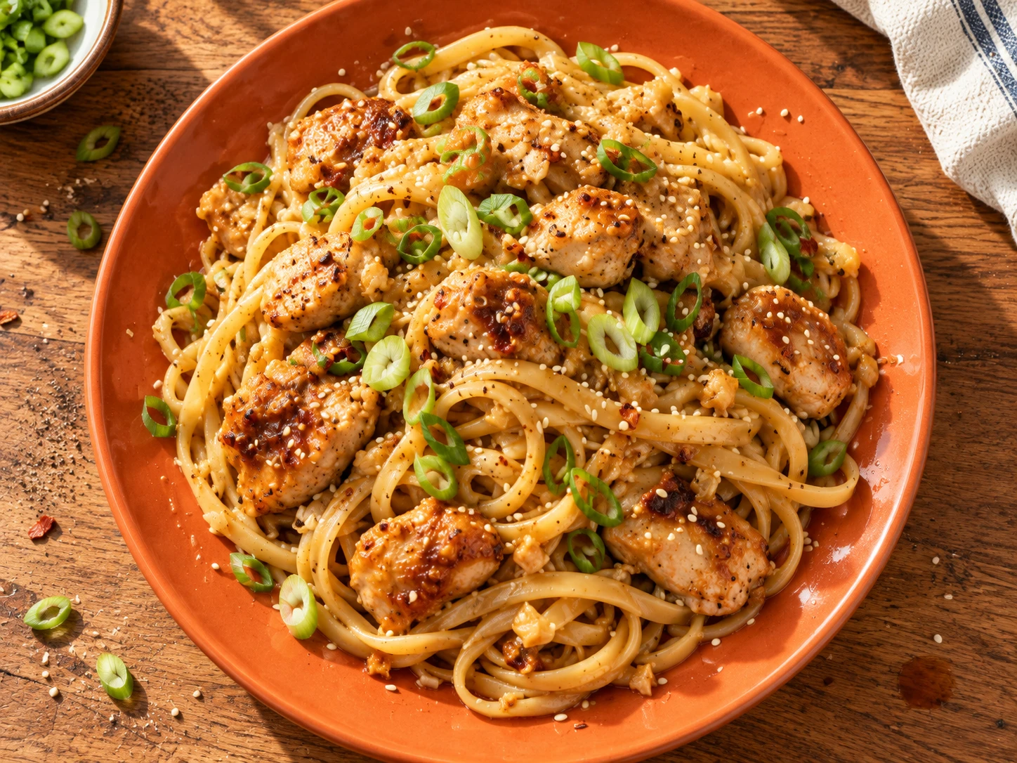 Honey Garlic Chicken Pasta aerial view