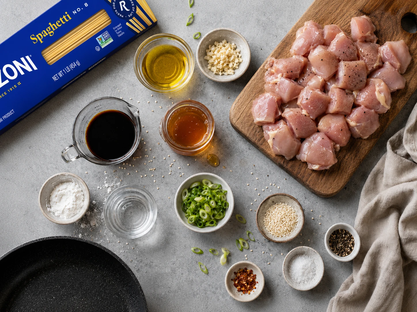 Honey Garlic Chicken Pasta preparation