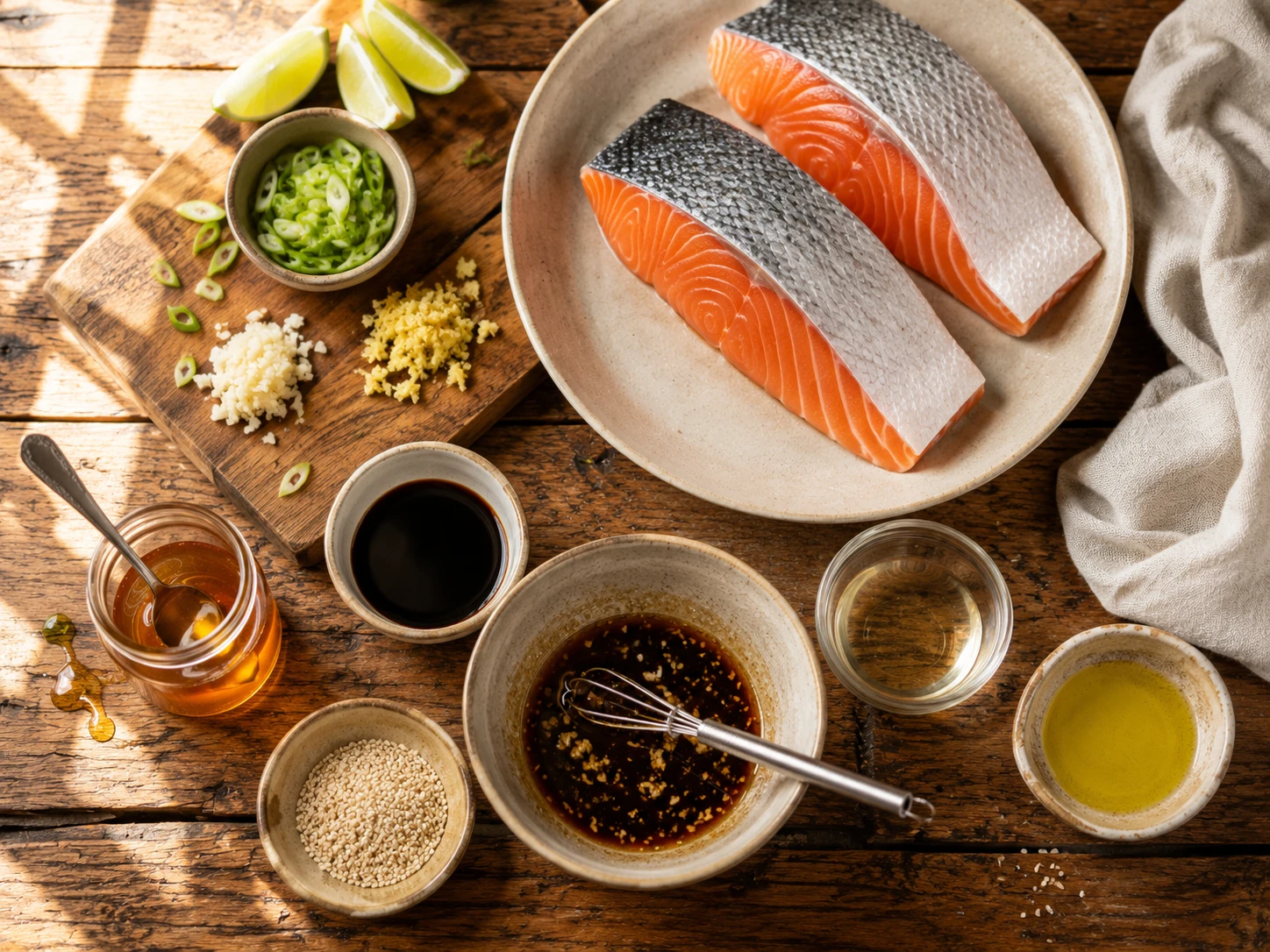 Honey Garlic Salmon preparation