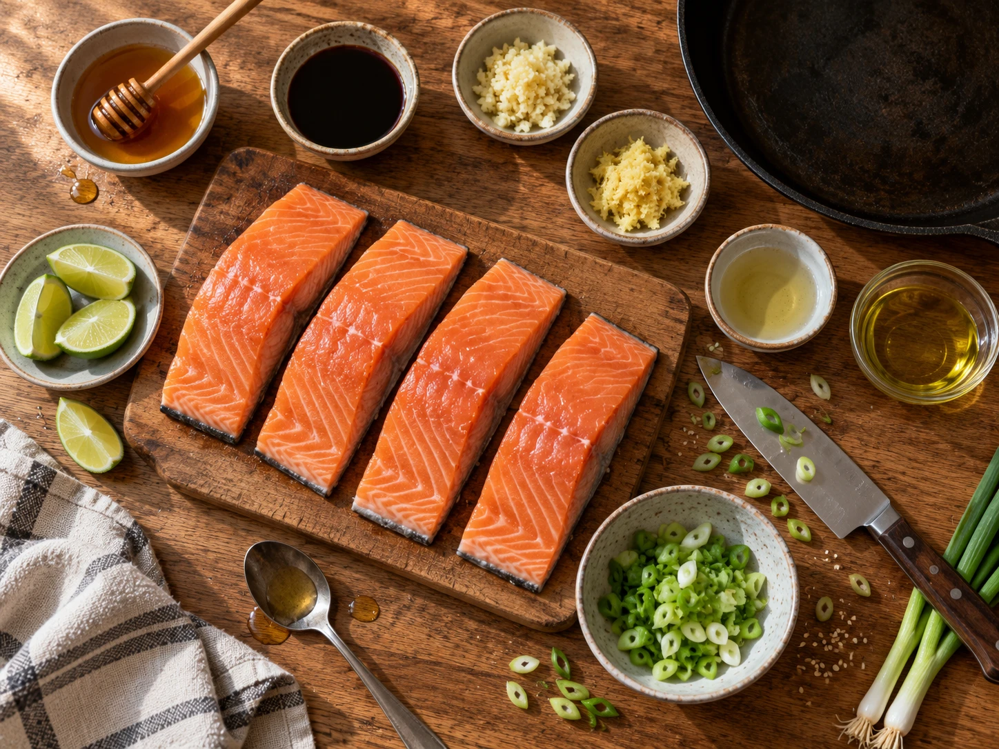 Honey Garlic Salmon preparation