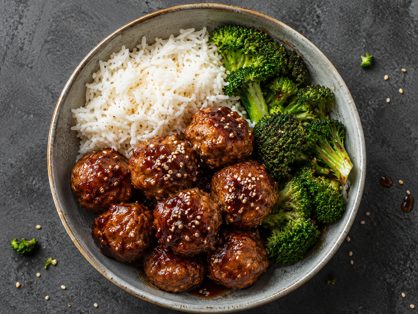 Honey Garlic Turkey Meatball Bowls