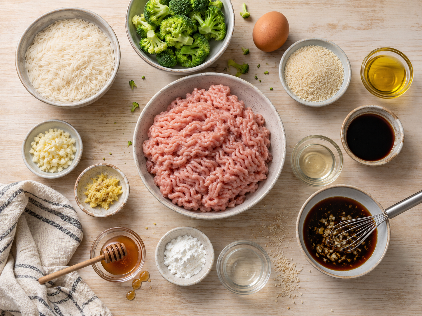 Honey Garlic Turkey Meatball Bowls preparation