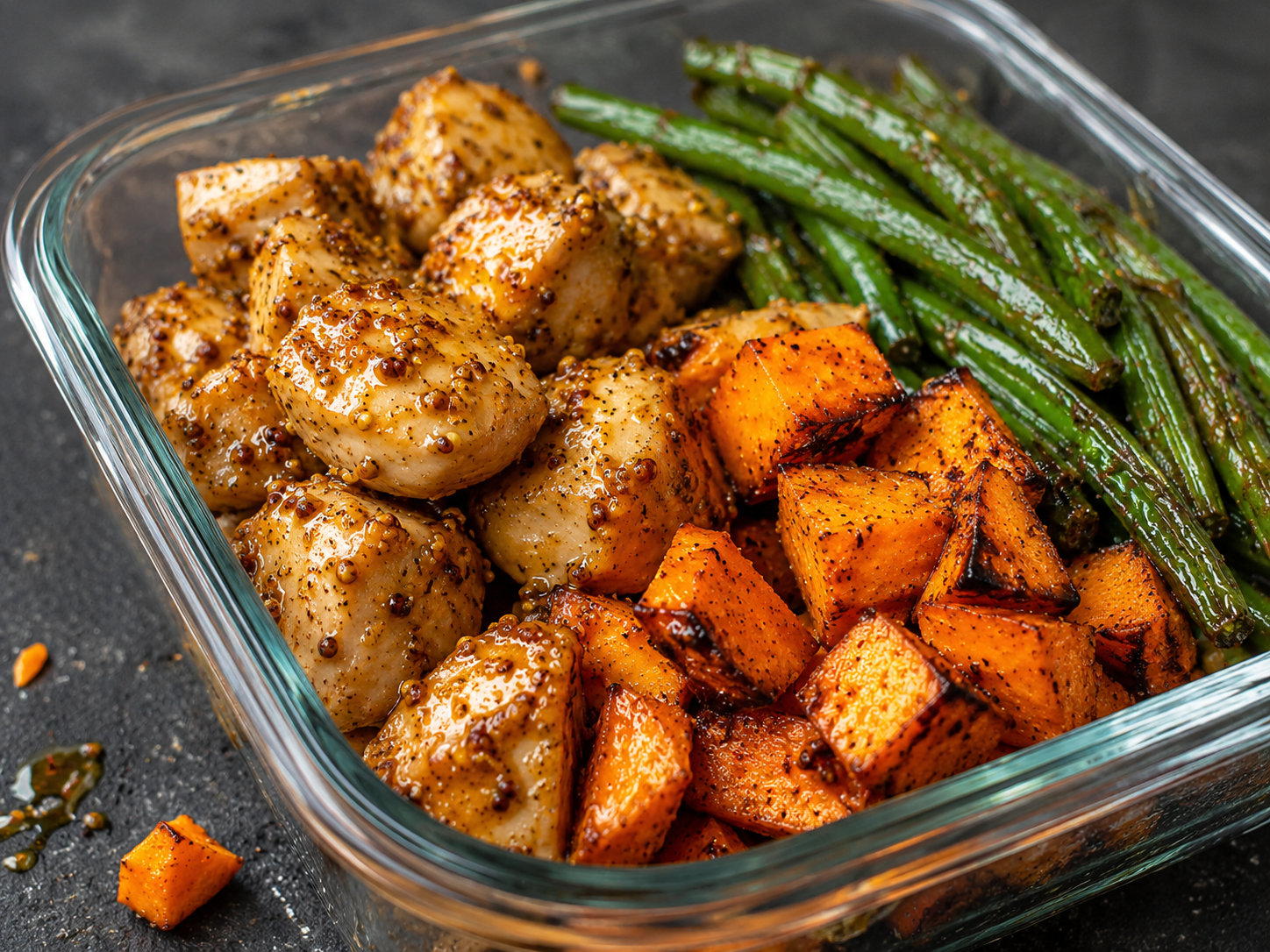 Honey Mustard Chicken Sweet Potato Bowls close up