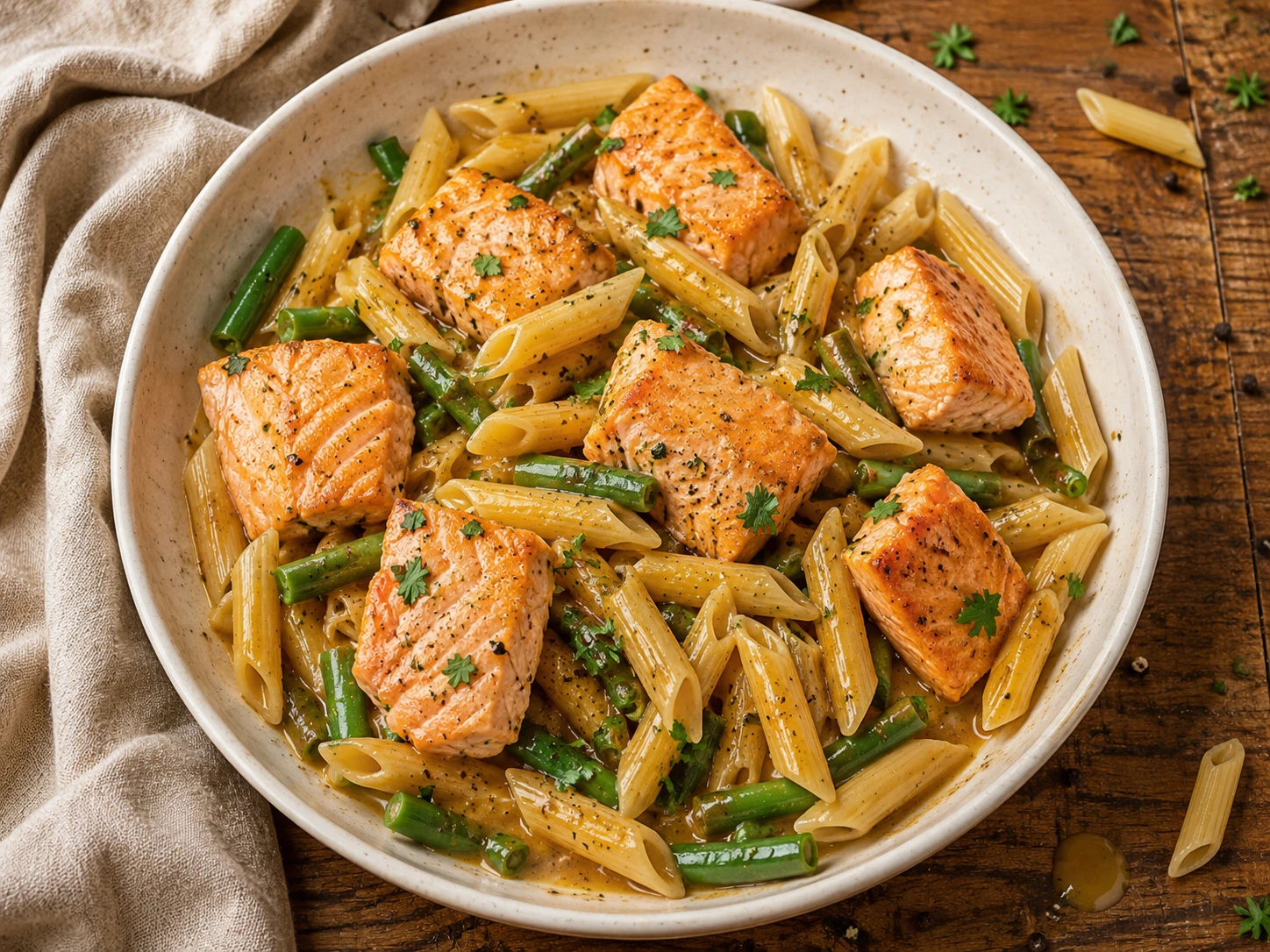 Honey Mustard Salmon Pasta