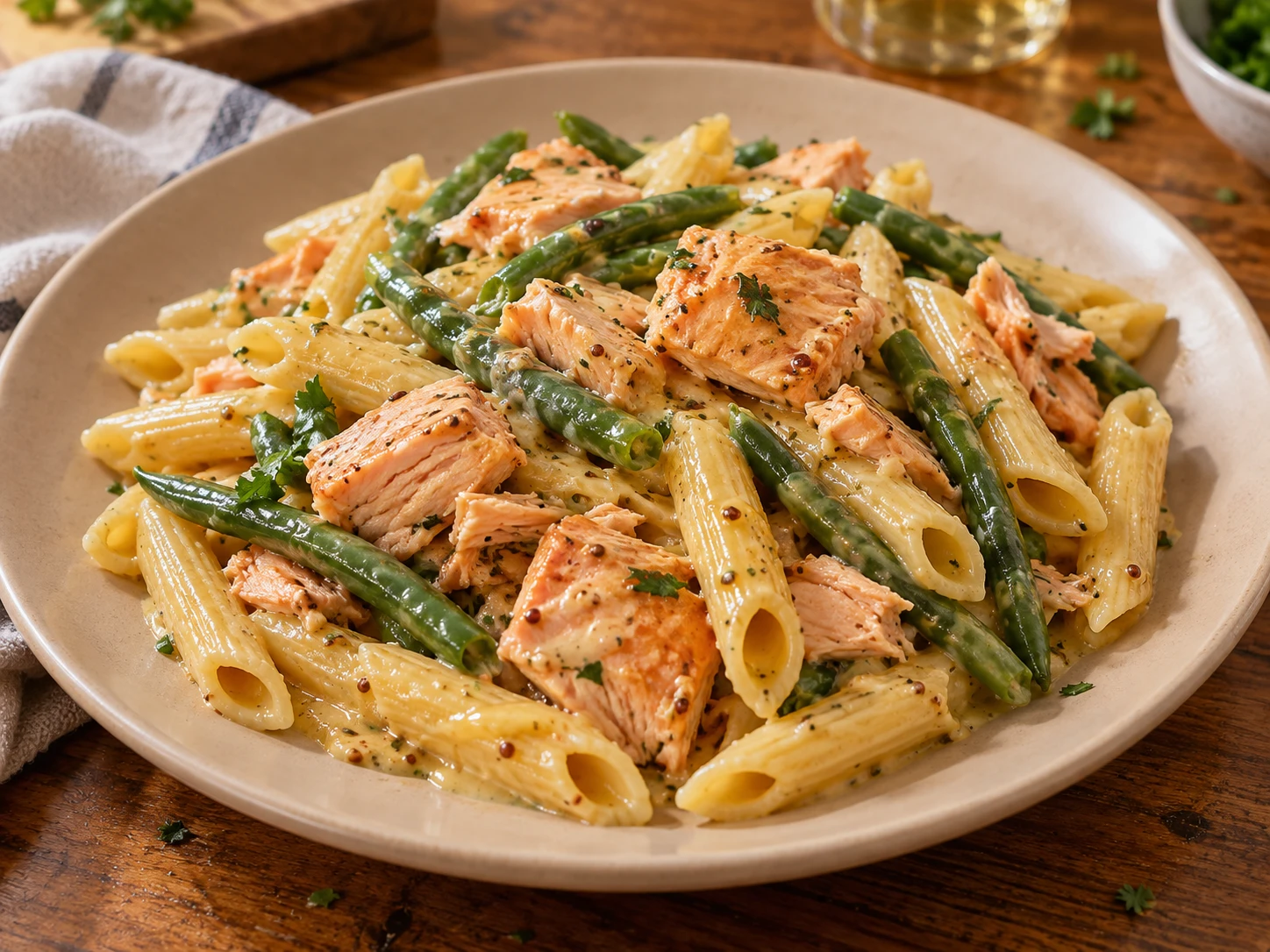Honey Mustard Salmon Pasta
