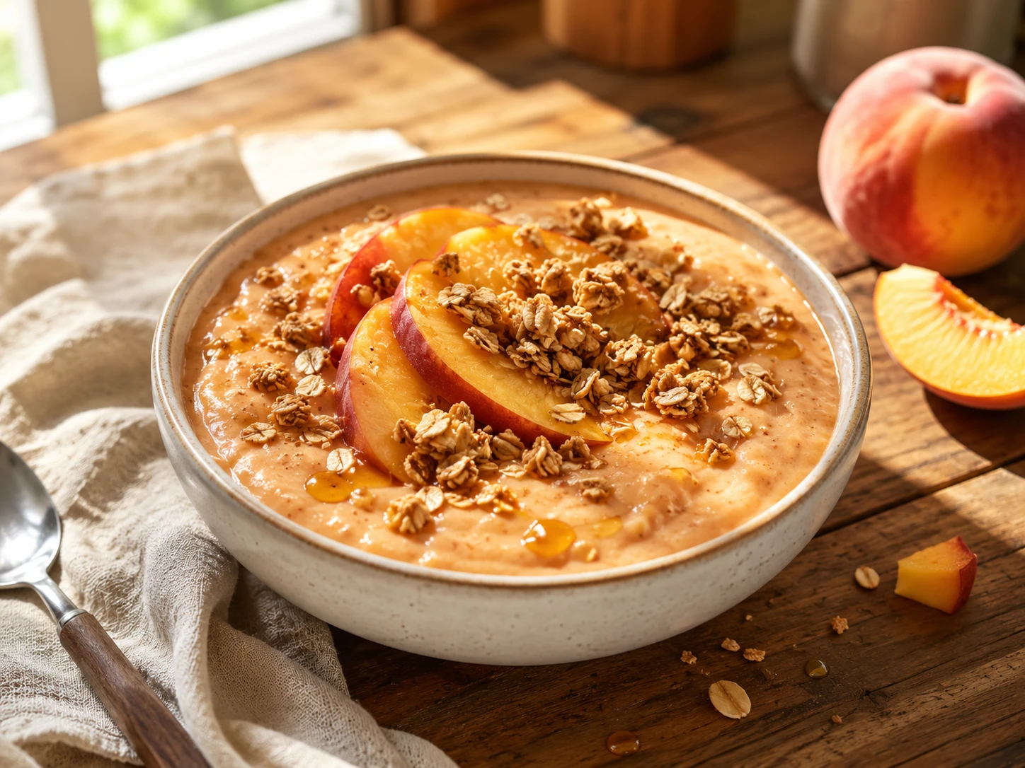 Honey Peach Oat Smoothie Bowl