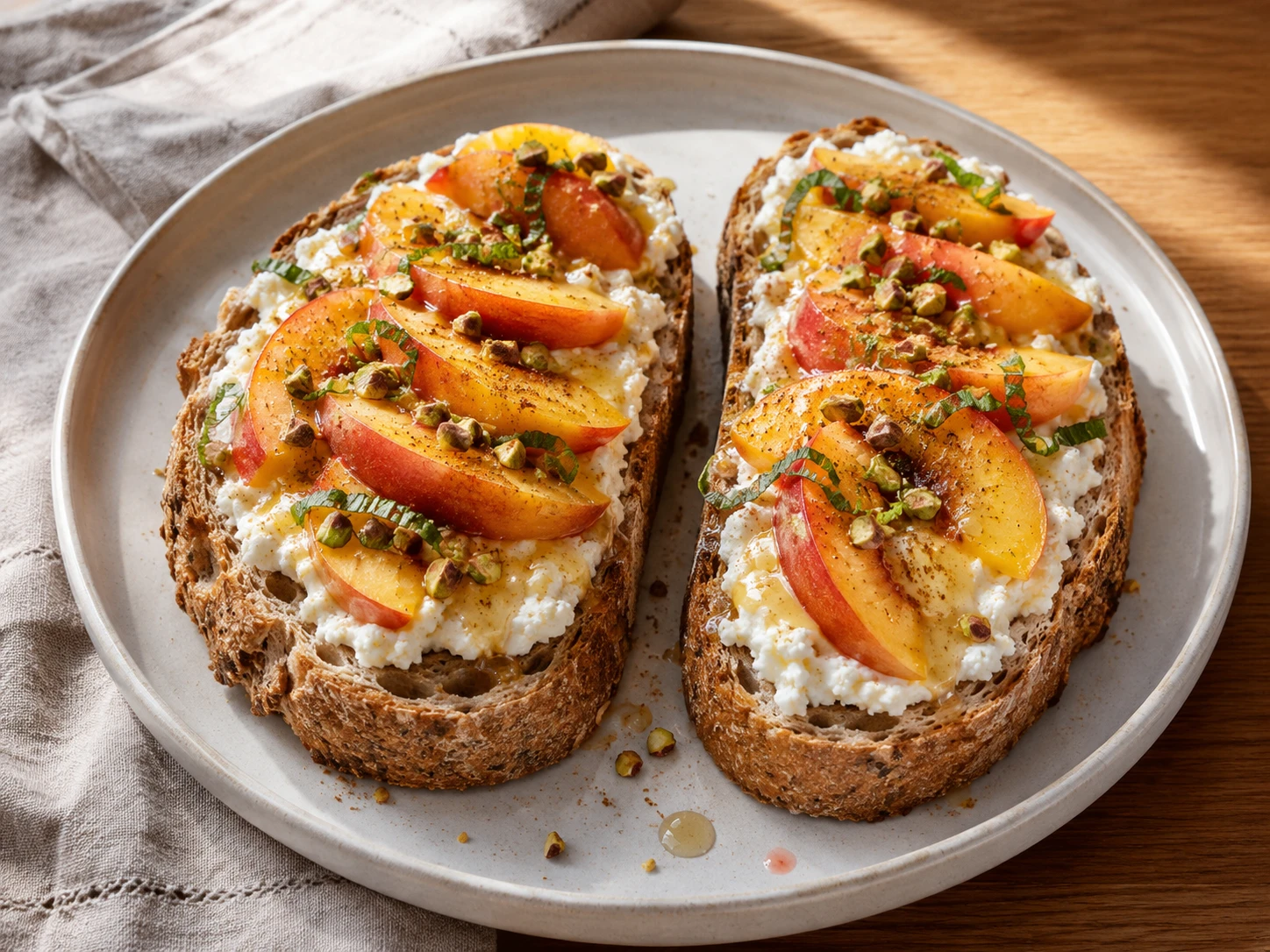 Honey Peach Ricotta Toast