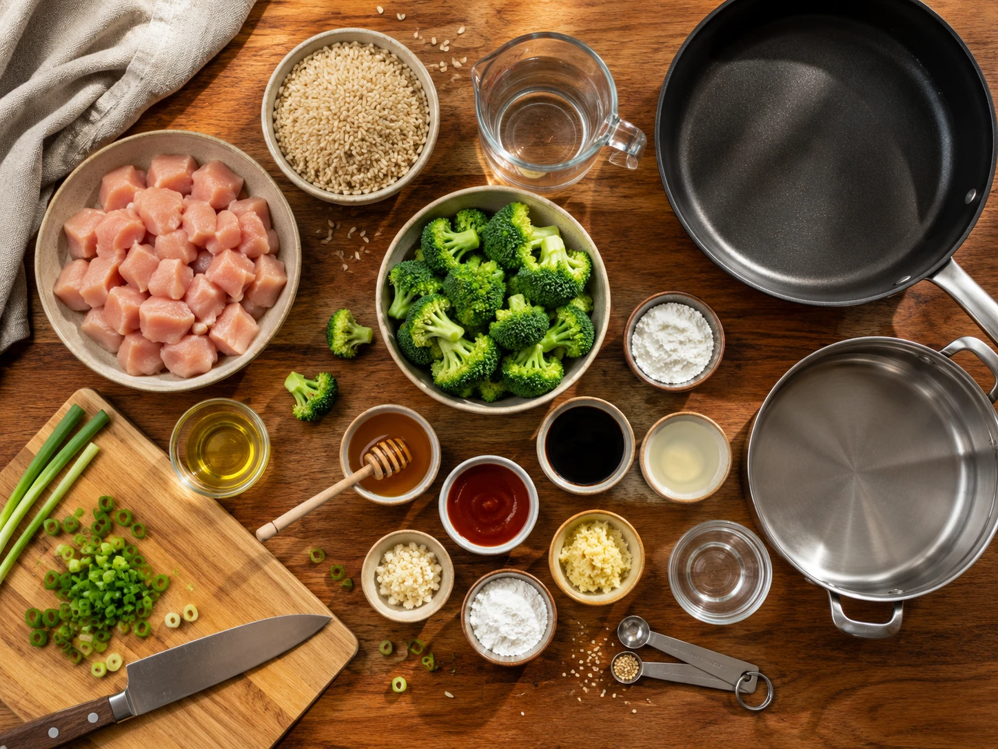Honey Sriracha Chicken Rice Bowls preparation
