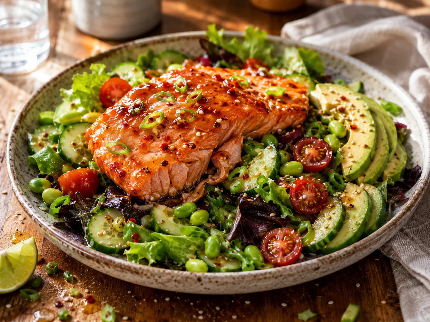 Hot Honey Salmon Salad