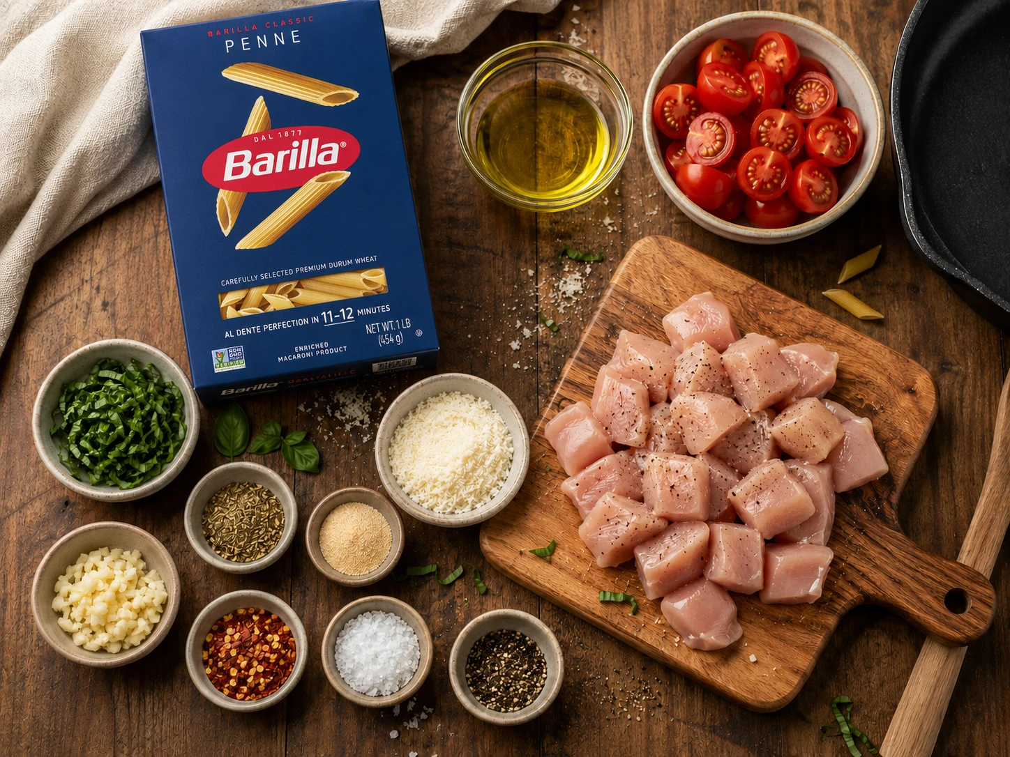 Italian Herb Chicken Pasta preparation