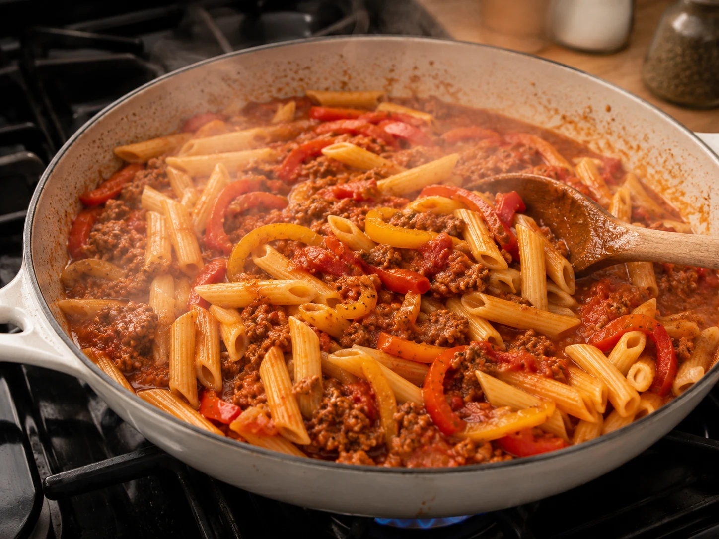 Italian Turkey Sausage Pasta aerial view