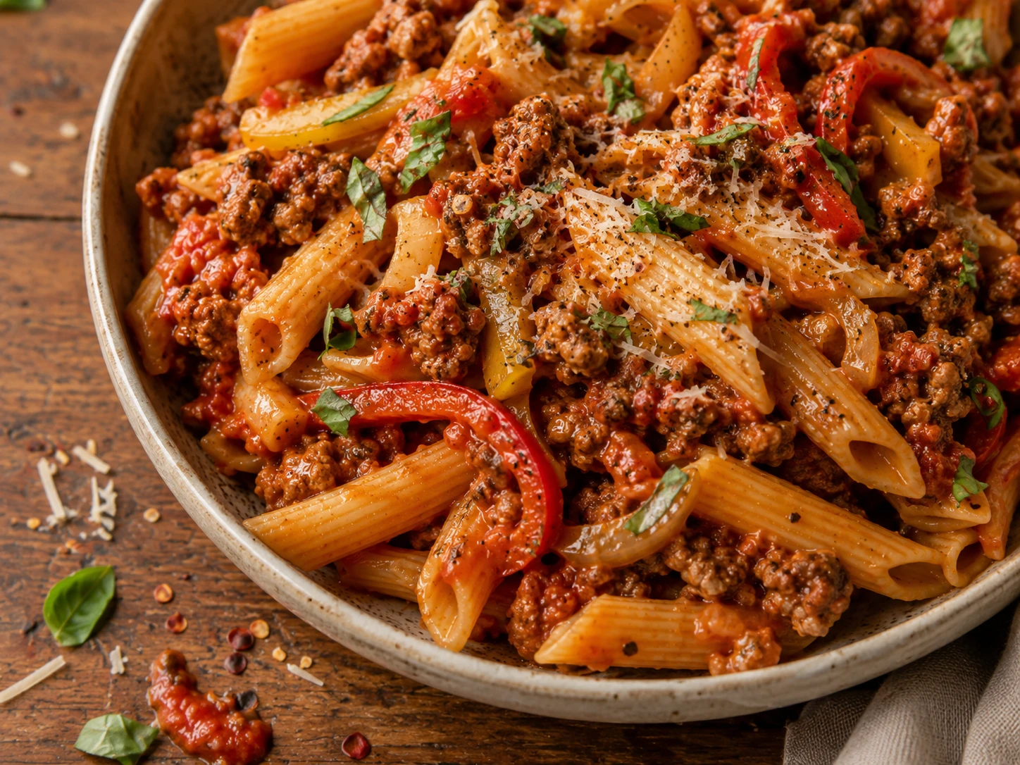 Italian Turkey Sausage Pasta close up