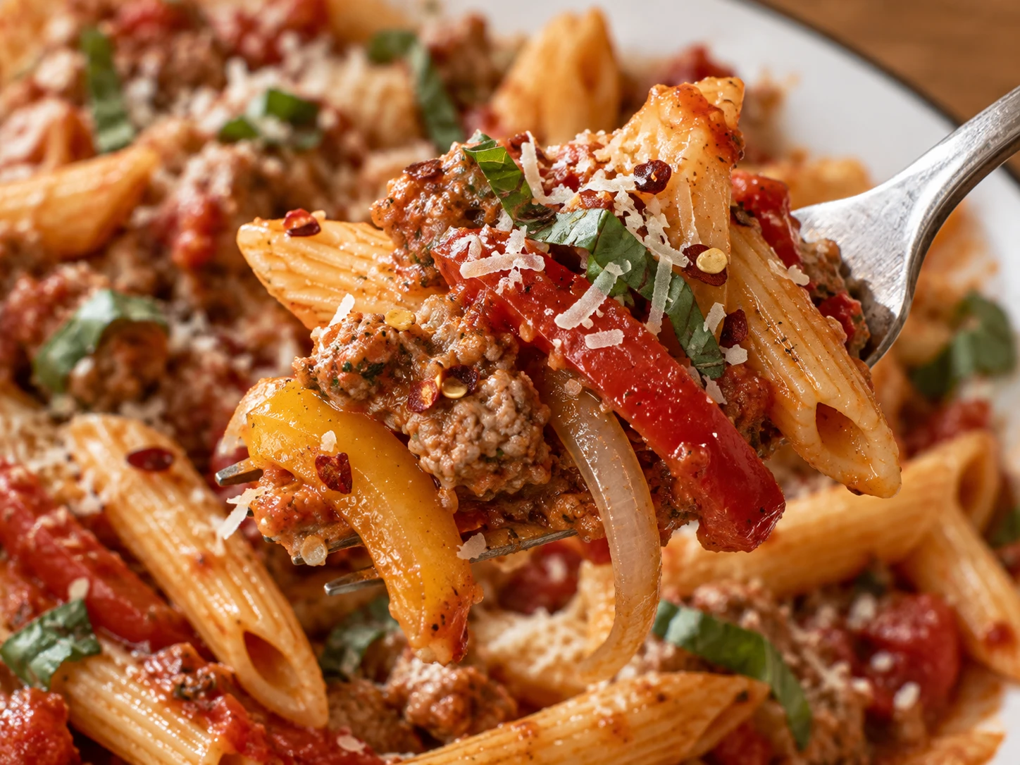 Italian Turkey Sausage Pasta close up