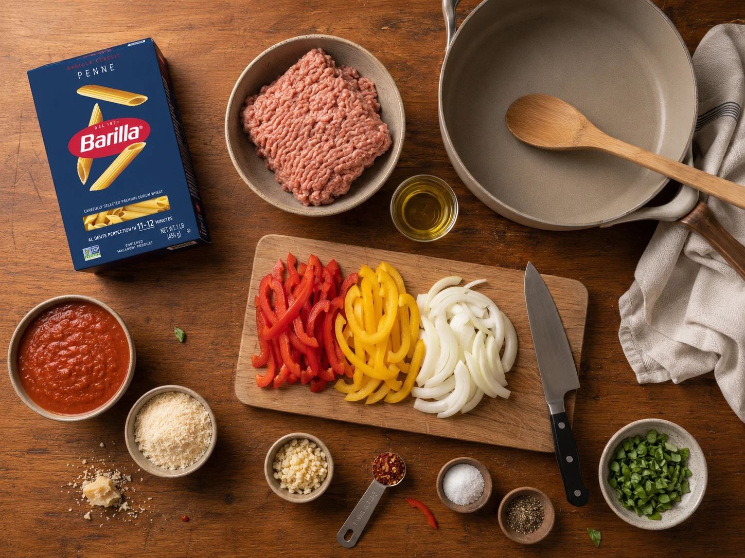 Italian Turkey Sausage Pasta preparation