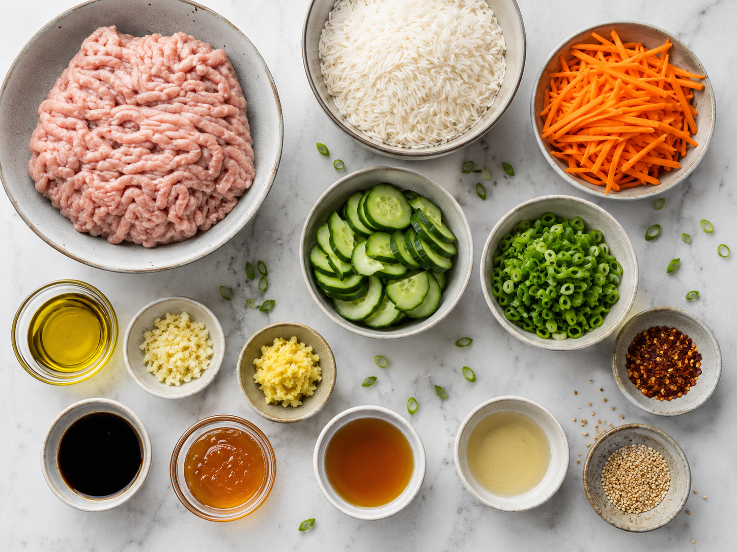Korean Ground Turkey Rice Bowls preparation