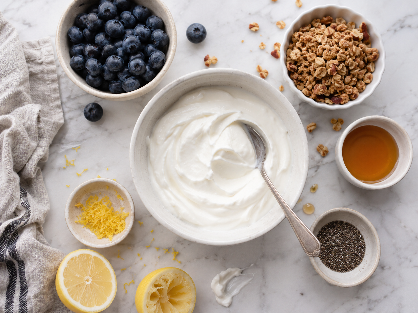 Lemon Blueberry Greek Yogurt Bowl preparation