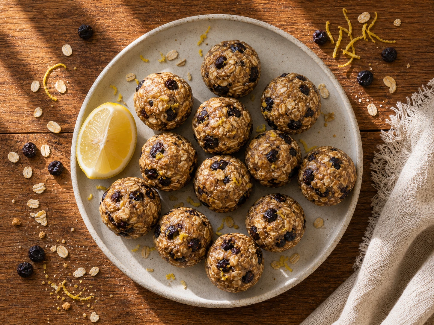 Lemon Blueberry Protein Bites aerial view