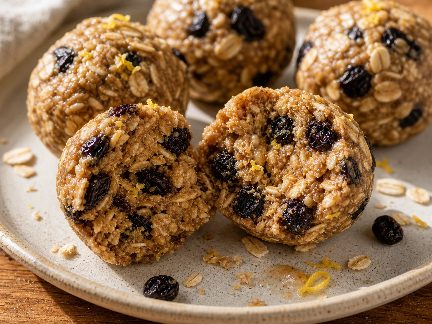 Lemon Blueberry Protein Bites close up