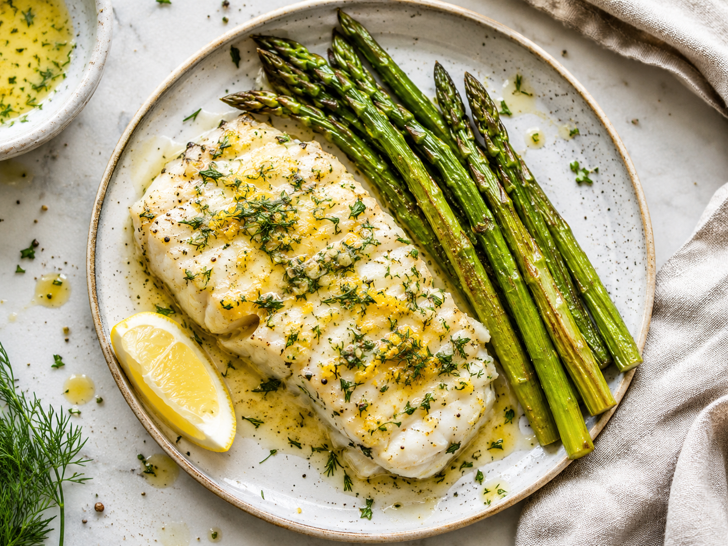 Lemon Dill Cod with Asparagus