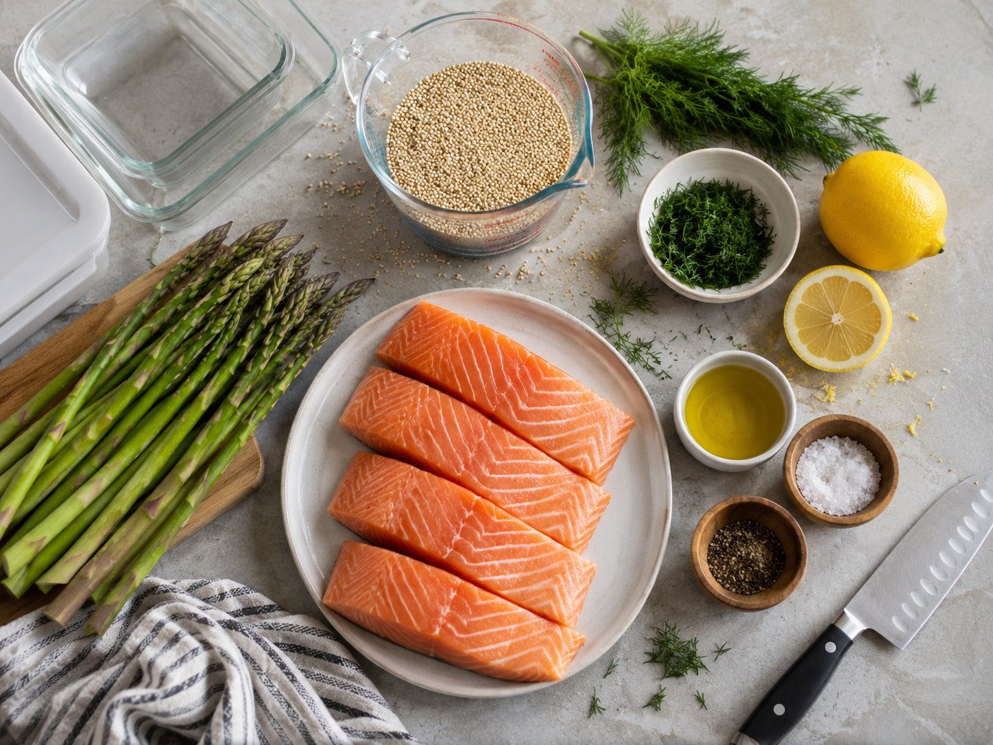 Lemon Dill Salmon Meal Prep Boxes preparation