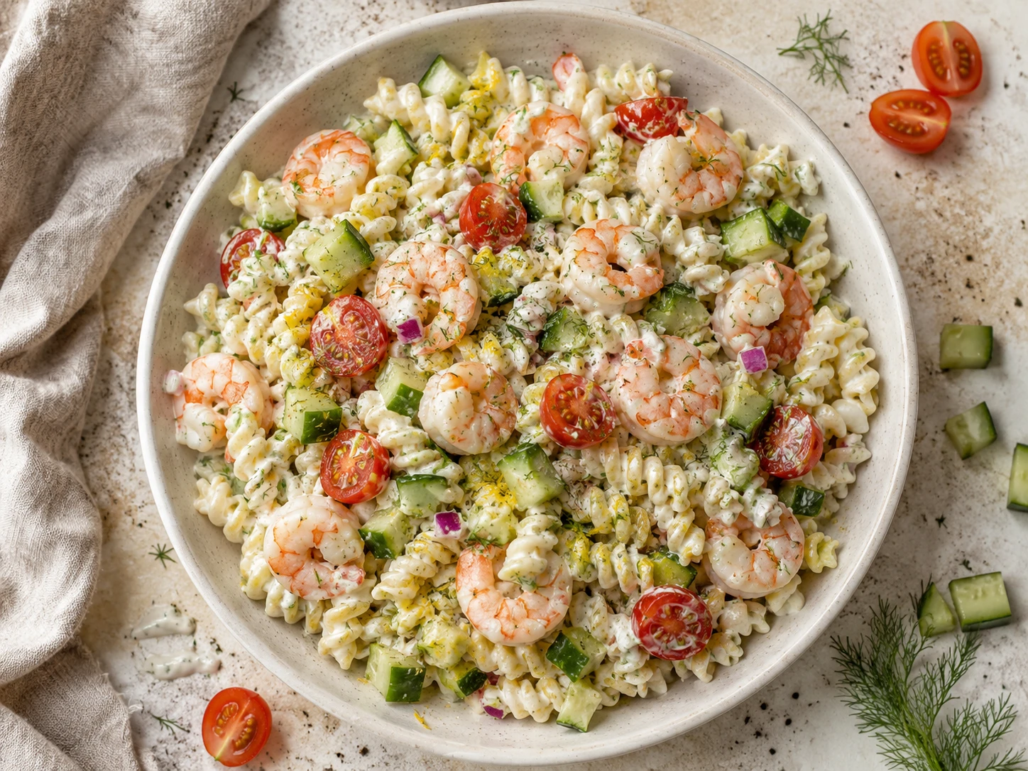 Lemon Dill Shrimp Pasta Salad