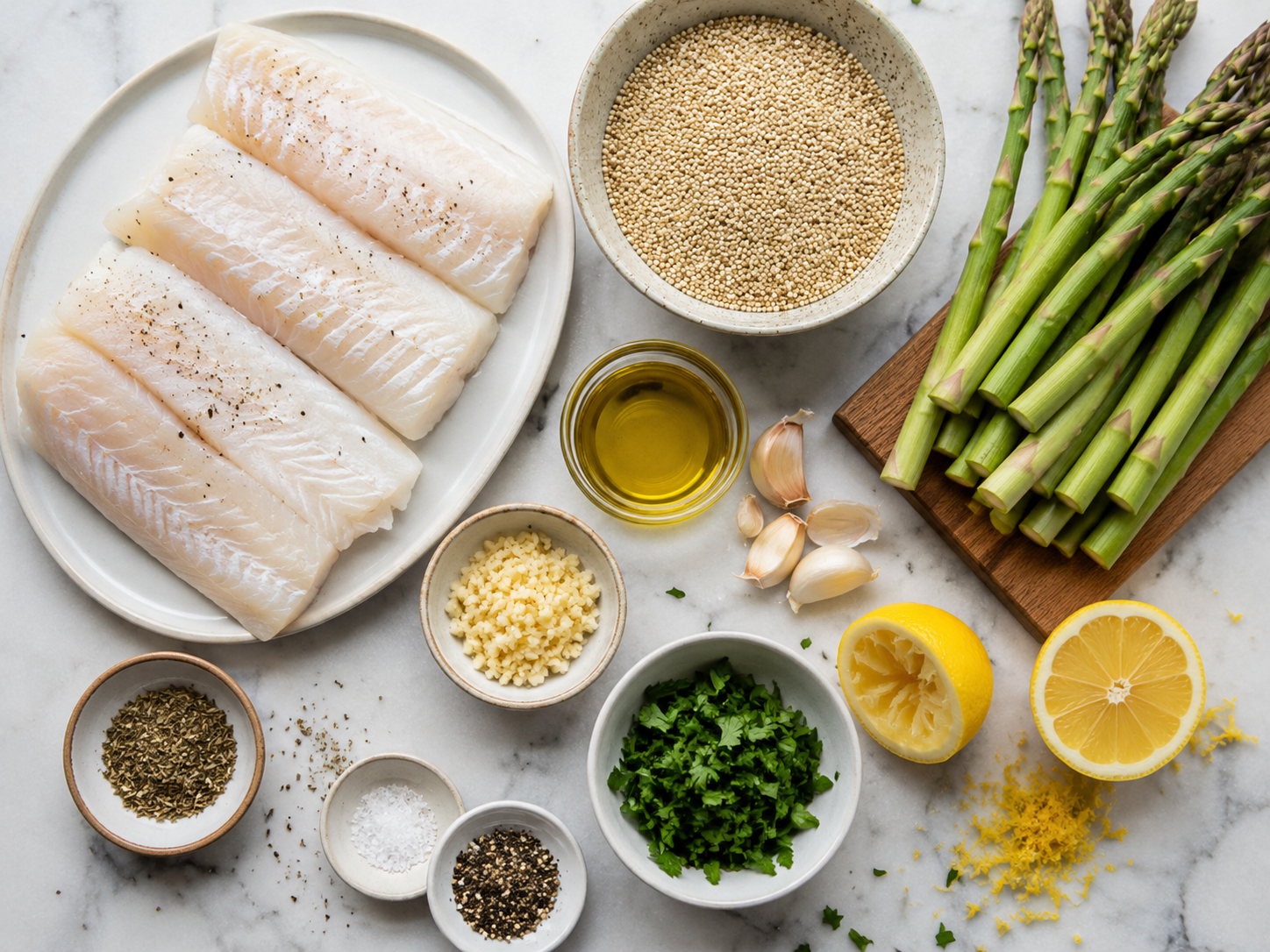 Lemon Garlic Cod Meal Prep preparation